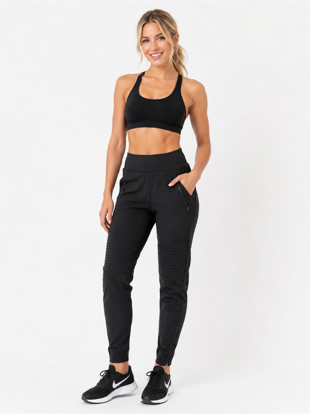 Athleta Headlands Hybrid Moto Tight Black Pants Size 8 Tall